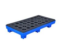 Palé de plástico a prueba de fugas para bandeja modular de contención de derrames con cubierta de rejilla, 17 versiones (120 x 60 x 17 cm)