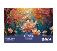 Pale Pink Flowers Floating on The Water 1000 Piezas Cartón Rompecabezas Vibrant Water Lily Pond Liberador De Estrés Juego Familiar Puzzle para Niños Pequeños 52x38cm/1000pcs