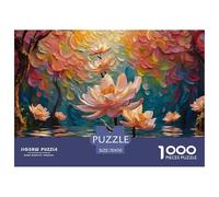 Pale Pink Flowers Floating on The Water 1000 Piezas Papel Ecológico Rompecabezas Vibrant Water Lily Pond Imágenes Vibrantes Juego Familiar Puzzle para Adultos Y Niños 70x50cm/1000pcs