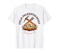 Paleontólogo de Campo cavando el fósil Pasado Camiseta gráfica económica, Hombre, Blanco, S