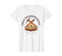 Paleontólogo de Campo cavando el fósil Pasado Camiseta gráfica económica, Mujer, Blanco, L