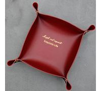 palés, Bandeja de Cuero for Mesa Centro, Caja Almacenamiento Creativa Escritorio con Monedas PU for Ocultar y Beber(Red,Small2)