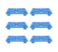 Palés de 6 piezas de HDPE/PP - Paleta europea resistente a la humedad contra la corrosión y deformación - Ideal para fábrica, almacén y procesamiento de alimentos - Apilable y ligero (azul)