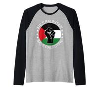 Palestina Libre Salvar Gaza Partidarios palestinos Bandera y puño Camiseta Manga Raglan