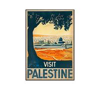 Palestina Viajes Vintage Poster Lienzo Pintura Palestina Mapa Mundo Arte Impresiones Blanco y Negro Imagen de la oficina Decoración de la habitación(50x70 cm No Frame)