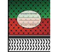 Palestine, Flag, Green, Red, White, Black Themed Composition Notebook Wide: 120 Pages/Wide Ruled/7.5" X 9.25"