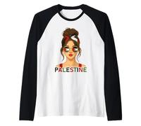 Palestinian Girl Palestine Flag Palestinian Girlfriend Wife Camiseta Manga Raglan
