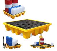 Palet antiderrames con Salida de Drenaje, Plataforma a Prueba de Fugas, Bandeja apilable y Desmontable para Garaje, Cocina, sótano y Almacenamiento Industrial (120 x 60 x 18 cm)