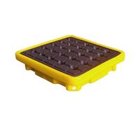 Palet De Contención De Derrames, Bandeja Apilable De Polietileno Para Bidones De Aceite O Cubos De Pintura, Plataforma De Envío Modular Desmontable Para Almacen(Amarillo-2 Piezas-68X68X15Cm)