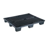 eurokraft basic Palet industrial apilable, L x A 1200 x 1000 mm, perforado, a partir de 1 unid., negro