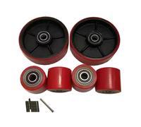 Palet Jack/Juego completo Rodillo de carga 2 volantes 160 x 50mm, 4 Rodillos de carga frontal 70 x 60mm Rueda para transpaleta Rodillo PU rojo Rodamientos ID 20mm Capacidad de carga 3000kg