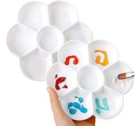 Paleta Acuarela y Óleo Plástica Redonda 7 Pozos Antiadherente 17cm Diámetro Blanca