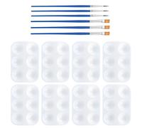 Paleta de 8 Piezas, 6 Pinceles, Paleta para Mezclar, Paleta de 6 Agujeros, Paleta para Pintar, Paleta para Acuarela, Cuenco de Pintura para Pintar, Mezcla de Colores Artesanal