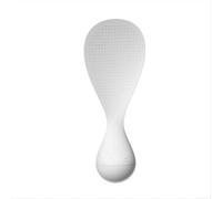 Paleta de arroz antiadherente con función de soporte para mostradores limpios, cuchara de plástico para puré de papas, 17,6 cm (blanco)