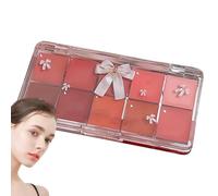 Paleta de brillo de labios: paleta de maquillaje de labios de 10 colores, kit de maquillaje de lápiz labial hidratante, paleta de maquillaje de labios de gelatina no pegajosa para disfraz
