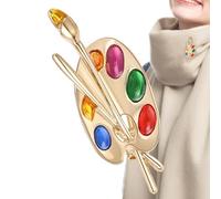 Paleta De Colores Y Pincel De Broche Retro Artístico: Pin De Aleación Creativo Para Pintores Amantes Del Arte, Elegante Accesorio De Pin De Solapa Para Suéteres, Abrigos, Bufandas Y Bolsos