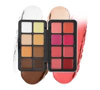 Paleta de colorete en crema - Kit de maquillaje multifuncional de 16, colorete pigmentado y corrector construible | Vegano libre de crueldad animal, iluminador, bronceador | Cosmético portátil