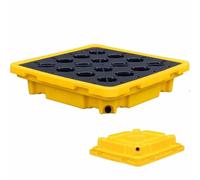 Paleta de contención a prueba de fugas con rejillas superiores ModuDesign para protección contra derrames de tambor de aceite, bandeja DurabSpill para un almacenamiento seguro y seguridad ambiental