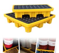 Paleta de contención de derrames, Bandeja Industrial Resistente para derrames de bidones con Rejilla Desmontable para una gestión eficaz de derrames en almacenes.
