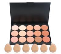 Paleta de Contorno 15 Colores EnMart, Paleta de Correctores, Corrector Larga Duración, Base de Maquillaje en Crema de Acabado Natural con 6 Borlas para Polvos