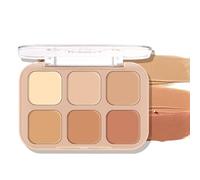 Paleta de corrector facial, paleta de corrector de maquillaje, Paleta de polvo corrector de maquillaje de 6 colores, Suministros de belleza de tono delicado y natural para fiestas, salida nocturna, co