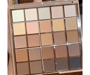 Paleta de de ojos de 25 colores - neutros grises y marrones , estilos café y chocolate, para crear un look de maquillaje versátil. Maquillaje diario y de noche estilo café, paleta de maquillaje