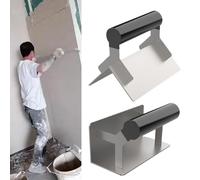 Paleta de esquina para paneles de yeso de acero inoxidable para acabado externo e interno de hormigón, yeso y estuco, 0.3 mm de grosor, mango ergonómico, sin R (esquina interna)