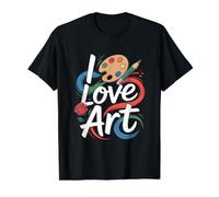 Paleta de expresión Vibrante I Love Art Camiseta gráfica económica, Hombre, Negro, M