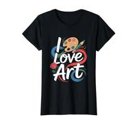 Paleta de expresión Vibrante I Love Art Camiseta gráfica económica, Mujer, Negro, M