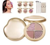 Paleta De Iluminadores Para Ojos Y Mejillas Gallery, Palet a De Rubor E Iluminador, Sombras En Polvo Metálicas Brillantes De 4 Colores Para Todos Los Tonos De Piel (5# Marrón Ahumado)