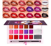 Paleta de labios de maquillaje, paleta de lápiz labial - Paleta de brillo de labios de 18 colores mate | Halloween Cosmetics de larga duración para la recolección, rendimiento