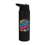 Paleta de lápices de diseño colorido I Love Art Stainless Steel Insulated Water Bottle