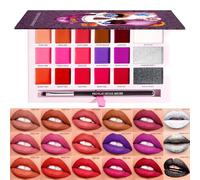 Paleta de lápiz labial para mujer, paleta de labios de maquillaje, mate de maquillaje de 18 colores, paleta de brillo de labios - Disfraz de novia duradero cosmético textura suave cremosa para citas