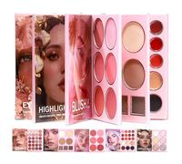 Paleta de maquillaje con purpurina, 6 colores colorete, estilo libro, 24 colores, sombra de ojos brillante, adecuada para citas, viajes, fiesta de belleza, vida cotidiana y fotografía