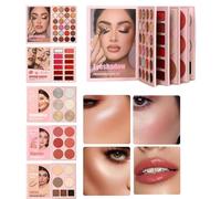 Paleta de Maquillaje en Forma de Libro,55 Colores Brillantes De Larga Duración | Color de Labios y Sombra de Ojos,Para Mujeres Niñas Fiesta Boda Vacaciones Navidad Compras