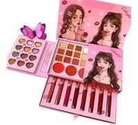 Paleta de maquillaje - Juego de sombras de ojos de 50 colores con purpurina | Colección de cosméticos versátil con esteras y set de belleza multifuncional para mujer, fiesta, boda, escenario, vida