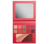 Paleta de Maquillaje Multicolor con Sombras de Ojos y Contorno, Textura Pigmentada, Estuche Rojo con Espejo