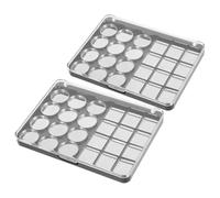 Paleta de Maquillaje Vacía Magnética 2piezas 14x10x1,5cm Plata | Base As E Hierro, Bandeja Interior y Varios Recipientes Metálicos, para Refills y Organización