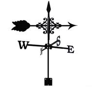 Paleta de metal con patrón de flecha para decoración de jardín, techo o cobertizo, color negro, rústico indicador de dirección del viento para uso en casa de campo y patio