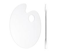 Paleta de mezcla de maquillaje acrílico bandeja de mezcla de pintura cosmética transparente con espátula ovalada