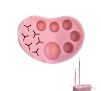 Paleta de mezcla de maquillaje, paleta de maquillaje reutilizable de silicona, fácil de limpiar con soporte para herramientas, suministros de laminación de cejas para mujeres y niñas