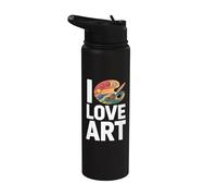 Paleta de pinceles coloridos I Love Art Passion Stainless Steel Insulated Water Bottle