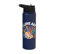 Paleta de pinceles coloridos I Love Art Stainless Steel Insulated Water Bottle