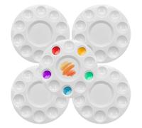 Paleta de Pintura 5 Pcs Redonda Paleta Pintura Bandejas Plástico Paleta Humeda con 11 Pozos de Mezcla,para Manualidades, Pinturas al óleo, Acuarela Acrílica, Blanco 16.8 x16.8 cm