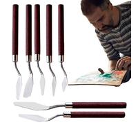 Paleta de pintura Cuchillos Set - 7pcs Cuchillos de espátula de acero inoxidable con mangos de madera | Herramientas de pintura acrílica al óleo para artistas, ideal para mezclar colores,