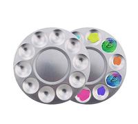 Paleta de Pintura de Aluminio, 2 Unidades, Bandejas Redondas, para Arte, Pintura al Agua y al Óleo, para Profesionales y Bricolaje