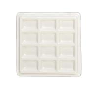 Paleta de pintura de cerámica de 12 rejillas para pintar gouache acuarelas, bandeja de mezcla de cerámica