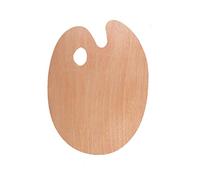 Paleta de pintura ovalada de madera con agujero para el pulgar para pintura acrílica, al óleo y acuarela y pintura artesanal, regalo para artistas y pintores (30 x 25 cm)