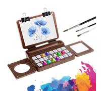 Paleta de Pintura Para Acuarela | De Mezcla De Madera Con 24 Cuadrículas,Estuche Plegable para Paleta de Acuarela - Para Estudio, Campo, Bocetos, Taller, Hogar, Viaje, Exposiciones de Arte y Artesanía