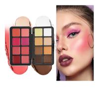 Paleta de Rubor en Crema | Maquillaje de 16 Colores con Sombras de Ojos y Rubor | Maquillaje de Rostro Larga Duración Impermeable para Mujeres en Eventos Navidad Boda Fiesta